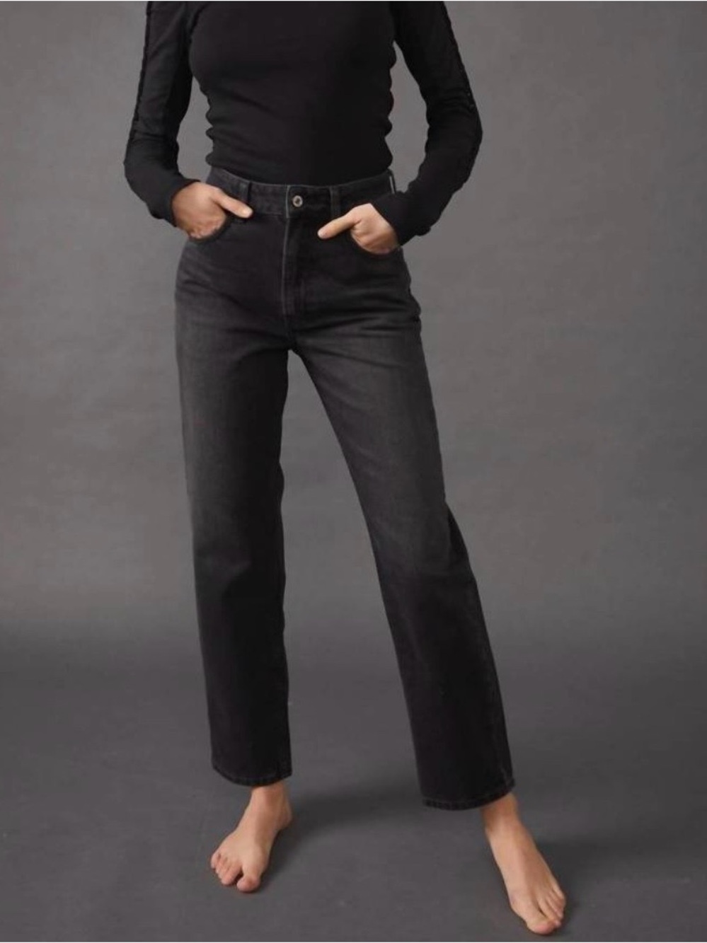 NWT We The Free Free People Pacifica High Rise Straight Leg Jeans Worn Black 28
